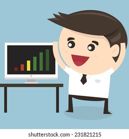 Businessman presenting business growth graph.