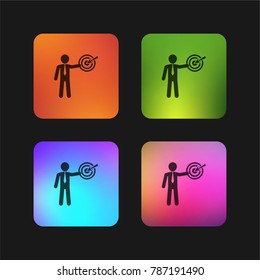 Businessman presenting a discussion with circular target symbol four color gradient app icon design