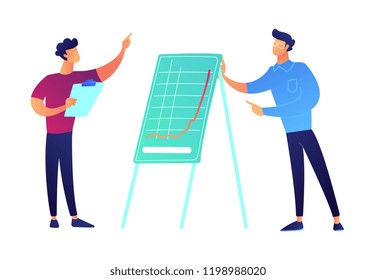 Businessman presenting growth chart vector illustration.