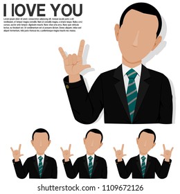 Businessman is presenting hand sign , love you