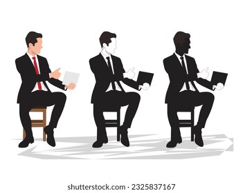  businessman presenting his tablet and giving a thumbs-up vector