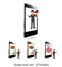 Businessman presenting information on smart phone