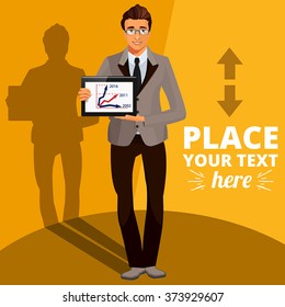 businessman presenting information on the Tablet PC