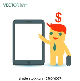 Businessman presenting on a tablet concept