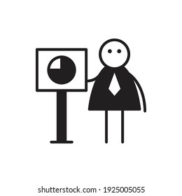 businessman presenting pie chart on white board vector illustration