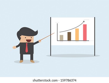 Businessman presenting and pointing the graph on board, VECTOR, EPS10