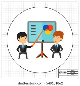 Businessman presenting report icon
