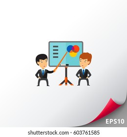 Businessman presenting report icon