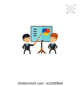 Businessman presenting report icon