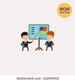 Businessman presenting report icon