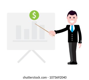 Businessman presenting - Vector Illustration