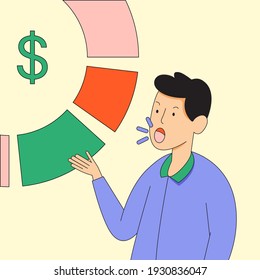 businessman presents a financial report