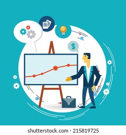 businessman presents a graph illustration