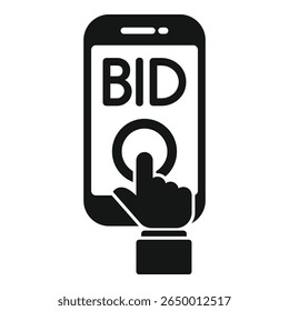 Empresário pressionando o botão de oferta no ícone da tela do smartphone