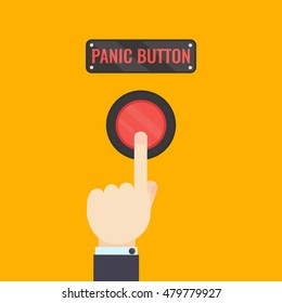 Photo & Art Print Panic red button pop art vector illustration