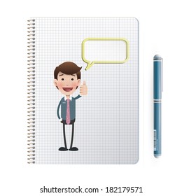 businessman printed on notebook over white background