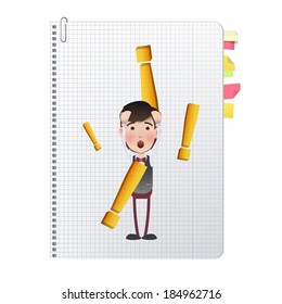 Businessman printed on notebook. Vector design