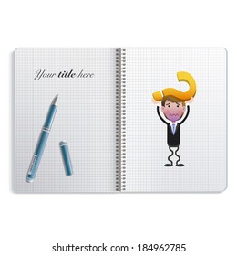 Businessman printed on notebook. Vector design