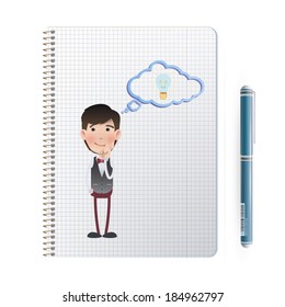 Businessman printed on notebook. Vector design