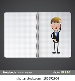 Businessman printed on realistic book. Vector design