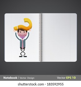 Businessman printed on realistic book. Vector design