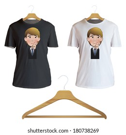 Businessman printed on shirt. Vector design