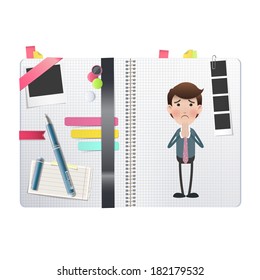 Businessman printed over notebook. Vector design