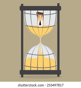 businessman in prison Hourglass time.vector