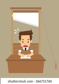 Businessman prisoners guillotine. vector