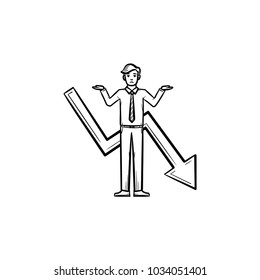Businessman problem hand drawn vector outline doodle icon. Failure of a businessman sketch illustration for print, web, mobile and infographics isolated on white background.