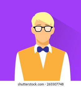 Businessman Profile Icon Nerd wear Glasses Portrait Flat Design Vector Illustration