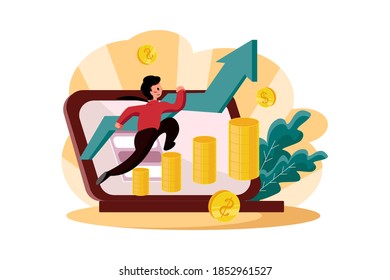 Businessman with profit growth concept Illustration. Can use for web banner, infographics, hero images.