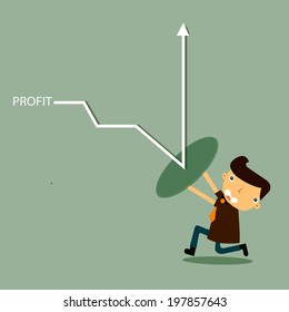 businessman with profit shield 