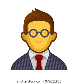 Businessman or Programmer Avatar Profile Userpic on White Background. Vector