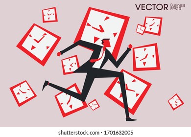 Avance del hombre de negocios hacia el objetivo alrededor del vector del reloj