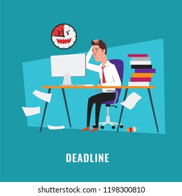 Businessman with project deadline illustration