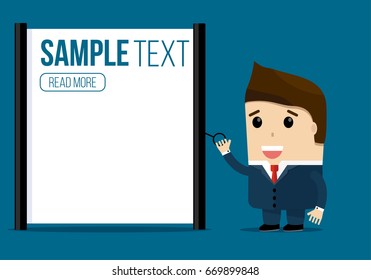 businessman with projector screen place for text