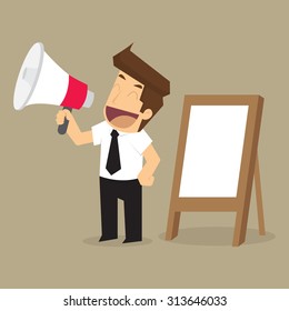 businessman promote the product.vector