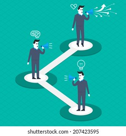 Businessman promote share message in social network
