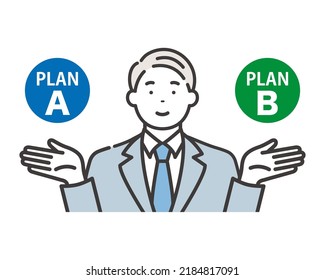 A businessman proposing A and B. Explain in comparison.