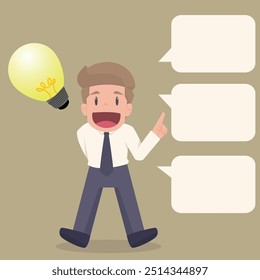Businessman proposing ideas, Vector illustration