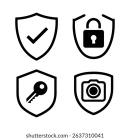 Businessman protecting security with shield and lock
