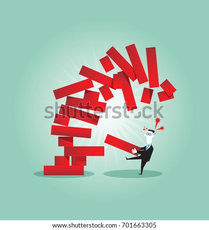 businessman pull block out tower