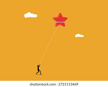 businessman pulled the stars down from the sky