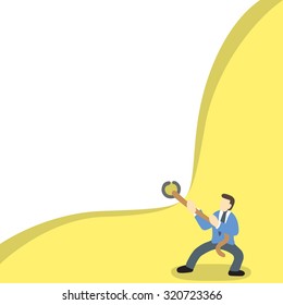 businessman pulling blank banner eps10.