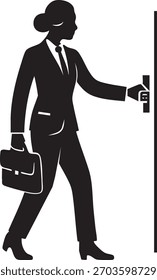Businessman Pulling a Door Black Vector