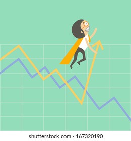 Businessman pulling graph