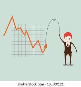 businessman pulling graph upwards