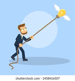 businessman pulling idea vector illustration