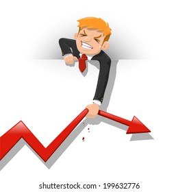 Businessman Pulling Red Arrow 